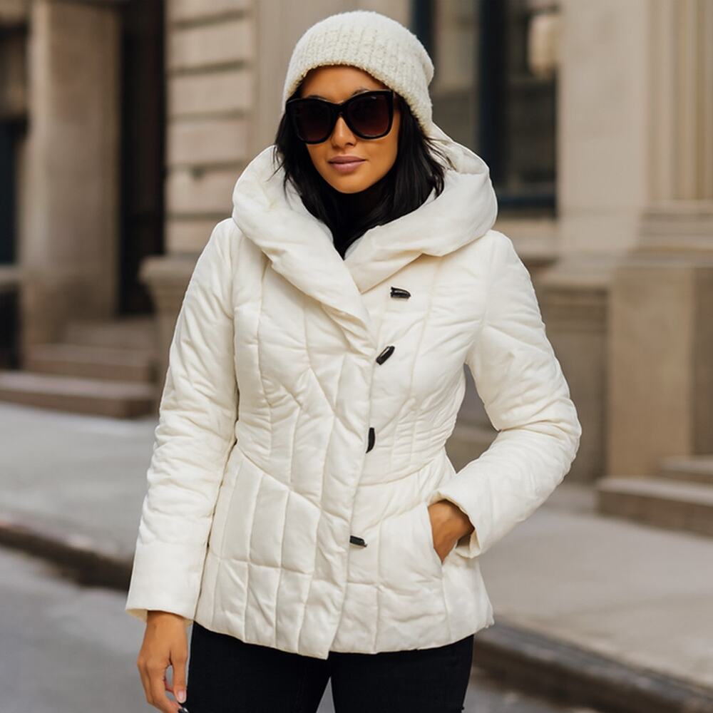Larry Levine Down White puffer Jacket. Size XS High Collar - Picture 2 of 11